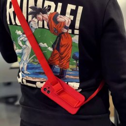 Housse en corde gel TPU airbag housse avec lanière pour iPhone 12 Pro Max rose