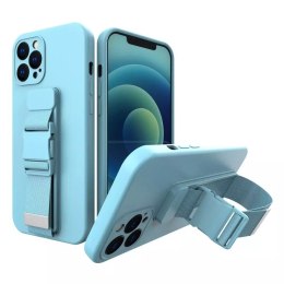 Housse en corde gel TPU airbag housse avec lanière pour iPhone 12 bleu