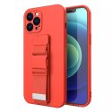 Housse en corde gel TPU airbag housse avec lanière pour iPhone 13 Pro rouge