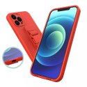 Housse en corde gel TPU airbag housse avec lanière pour iPhone 13 Pro rouge