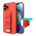 Housse en corde gel TPU airbag housse avec lanière pour iPhone 13 Pro rouge