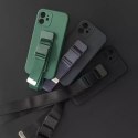 Housse en corde gel TPU airbag housse avec lanière pour iPhone 13 vert foncé