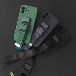 Housse en corde gel TPU airbag housse avec lanière pour iPhone 13 vert foncé