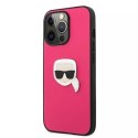 Karl Lagerfeld KLHCP13XPKMP iPhone 13 Pro Max 6,7" różowy/pink hardcase Leather Ikonik Karl`s Head Metal