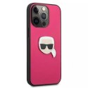 Karl Lagerfeld KLHCP13LPKMP iPhone 13 Pro / 13 6,1" różowy/pink hardcase Leather Ikonik Karl`s Head Metal