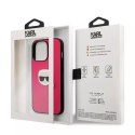 Karl Lagerfeld KLHCP13LPKMP iPhone 13 Pro / 13 6,1" różowy/pink hardcase Leather Ikonik Karl`s Head Metal