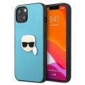 Karl Lagerfeld KLHCP13MPKMB iPhone 13 6,1" niebieski/blue hardcase Leather Ikonik Karl`s Head Metal