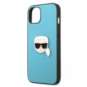 Karl Lagerfeld KLHCP13MPKMB iPhone 13 6,1" niebieski/blue hardcase Leather Ikonik Karl`s Head Metal