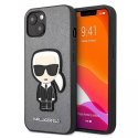 Karl Lagerfeld KLHCP13SOKPGiPhone 13 mini 5,4" srebrny/silver hardcase Saffiano Ikonik Karl`s Patch