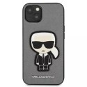 Karl Lagerfeld KLHCP13SOKPGiPhone 13 mini 5,4" srebrny/silver hardcase Saffiano Ikonik Karl`s Patch