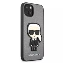 Karl Lagerfeld KLHCP13SOKPGiPhone 13 mini 5,4" srebrny/silver hardcase Saffiano Ikonik Karl`s Patch