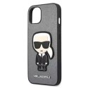 Karl Lagerfeld KLHCP13SOKPGiPhone 13 mini 5,4" srebrny/silver hardcase Saffiano Ikonik Karl`s Patch