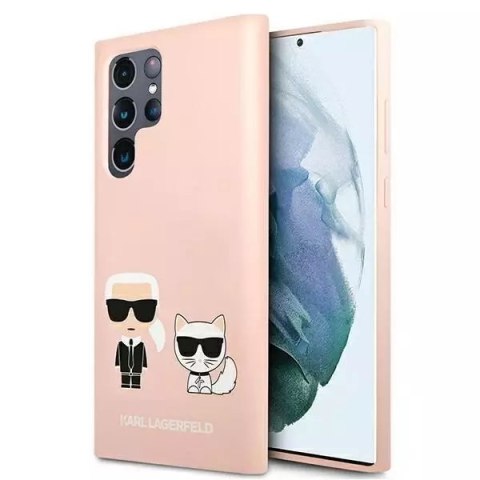 Karl Lagerfeld KLHCS22LSSKCI S22 Ultra S908 hardcase jasnoróżowy/light pink Silicone Ikonik Karl & Choupette