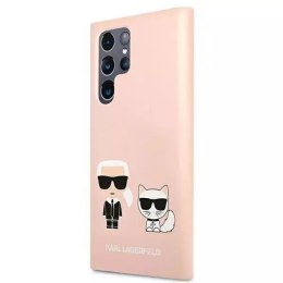 Karl Lagerfeld KLHCS22LSSKCI S22 Ultra S908 hardcase jasnoróżowy/light pink Silicone Ikonik Karl & Choupette