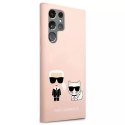 Karl Lagerfeld KLHCS22LSSKCI S22 Ultra S908 hardcase jasnoróżowy/light pink Silicone Ikonik Karl & Choupette