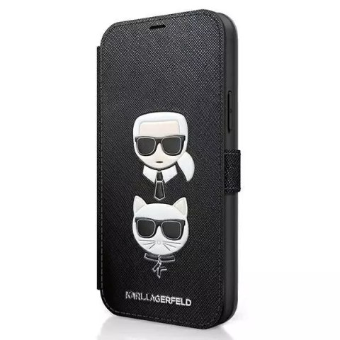 Karl Lagerfeld KLFLBKP12SSAKICKCBK iPhone 12 mini 5,4" czarny/black book Saffiano Karl & Choupette