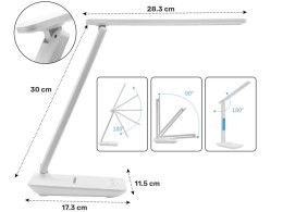 Lampa biurkowa Alogy LED ładowarka indukcyjna Qi 10W z wyświetlaczem Biała