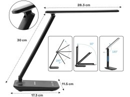 Lampa biurkowa Alogy LED ładowarka indukcyjna Qi 10W z wyświetlaczem Czarna