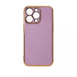 Étui de couleur d'éclairage pour Samsung Galaxy A73 5G Gold Frame Gel Cover Violet