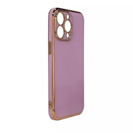 Étui de couleur d'éclairage pour Samsung Galaxy A73 5G Gold Frame Gel Cover Violet