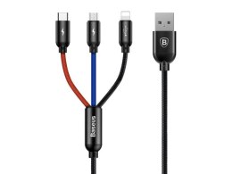 Kabel 30cm Baseus 3w1 iPhone micro USB USB-C 3.5A Three Primary
