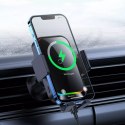 Support de téléphone de voiture Baseus Halo avec chargeur à induction 15W pour une feuille de papier noir (SUDD000001)