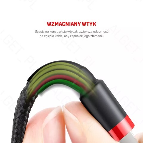 Kabel nylonowy Baseus Cafule Micro-USB 2.4A 100cm Czarny/czerwony