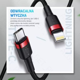 Kabel nylonowy Baseus Cafule USB-C Lightning PD 1m Czarny/czerwony