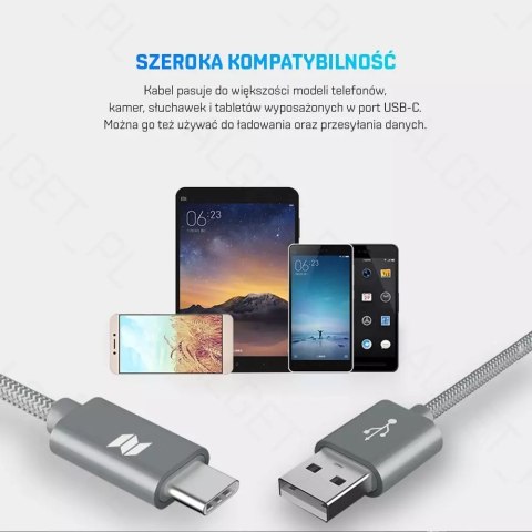 ROCK SPACE C2 Kabel USB-C Typ C Nylonowy 1m 2A