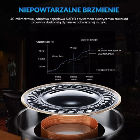 ROCK SPACE S9 Bezprzewodowe słuchawki nauszne HiFi Brązowy