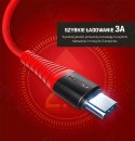 ROCK SPACE Wzmacniany Kabel USB C 3A 1m Czerwony