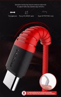 ROCK SPACE Wzmacniany Kabel USB C 3A 1m Czerwony