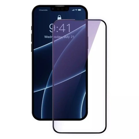 Baseus 2x Plein écran 0,3 mm Verre trempé Anti Blue Light avec un cadre iPhone 13 mini noir (SGQP010301) (case friendly)