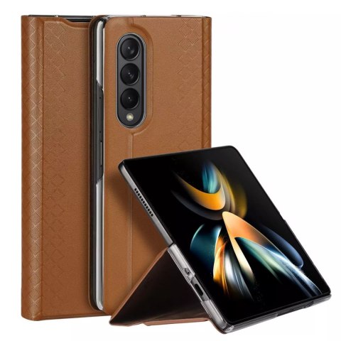 Dux Ducis Bril pour Samsung Galaxy Z Fold4 avec support portefeuille à rabat marron