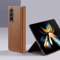 Dux Ducis Bril pour Samsung Galaxy Z Fold4 avec support portefeuille à rabat marron