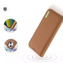 Dux Ducis Hivo Leather Flip Cover Portefeuille en cuir véritable pour cartes et documents iPhone 14 Marron