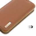 Dux Ducis Hivo Leather Flip Cover Portefeuille en cuir véritable pour cartes et documents iPhone 14 Marron