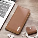 Dux Ducis Hivo Leather Flip Cover Portefeuille en cuir véritable pour cartes et documents iPhone 14 Marron