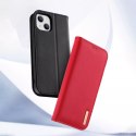 Dux Ducis Hivo Leather Flip Cover Portefeuille en cuir véritable pour cartes et documents iPhone 14 Plus Noir