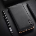 Dux Ducis Hivo Leather Flip Cover Portefeuille en cuir véritable pour cartes et documents iPhone 14 Plus Noir