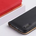 Dux Ducis Hivo Leather Flip Cover Portefeuille en cuir véritable pour cartes et documents iPhone 14 Plus Noir