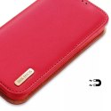 Dux Ducis Hivo Leather Flip Cover Portefeuille en cuir véritable pour cartes et documents iPhone 14 Plus Rouge