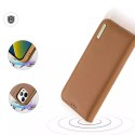 Dux Ducis Hivo Leather Flip Cover Portefeuille en cuir véritable pour cartes et documents iPhone 14 Pro Max Marron