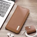 Dux Ducis Hivo Leather Flip Cover Portefeuille en cuir véritable pour cartes et documents iPhone 14 Pro Max Marron