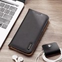 Dux Ducis Hivo Leather Flip Cover Portefeuille en cuir véritable pour cartes et documents iPhone 14 Pro Max Noir