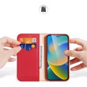 Dux Ducis Hivo Leather Flip Cover Portefeuille en cuir véritable pour cartes et documents iPhone 14 Pro Max Rouge