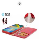 Dux Ducis Hivo Leather Flip Cover Portefeuille en cuir véritable pour cartes et documents iPhone 14 Pro Max Rouge