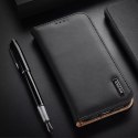 Dux Ducis Hivo Leather Flip Cover Portefeuille en cuir véritable pour cartes et documents iPhone 14 Pro Noir