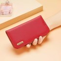 Dux Ducis Hivo Leather Flip Cover Portefeuille en cuir véritable pour cartes et documents iPhone 14 Rouge