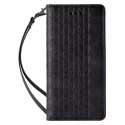 Étui à sangle aimantée pour iPhone SE 2022 / SE 2020 / iPhone 8 / iPhone 7 pochette portefeuille + mini lanière pendentif noir